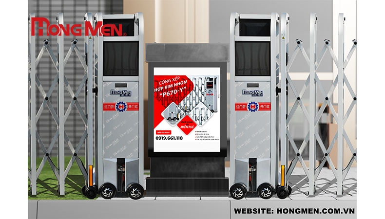 Đặc điểm cấu tạo và ưu điểm nổi bật của cổng xếp không ray HongMen